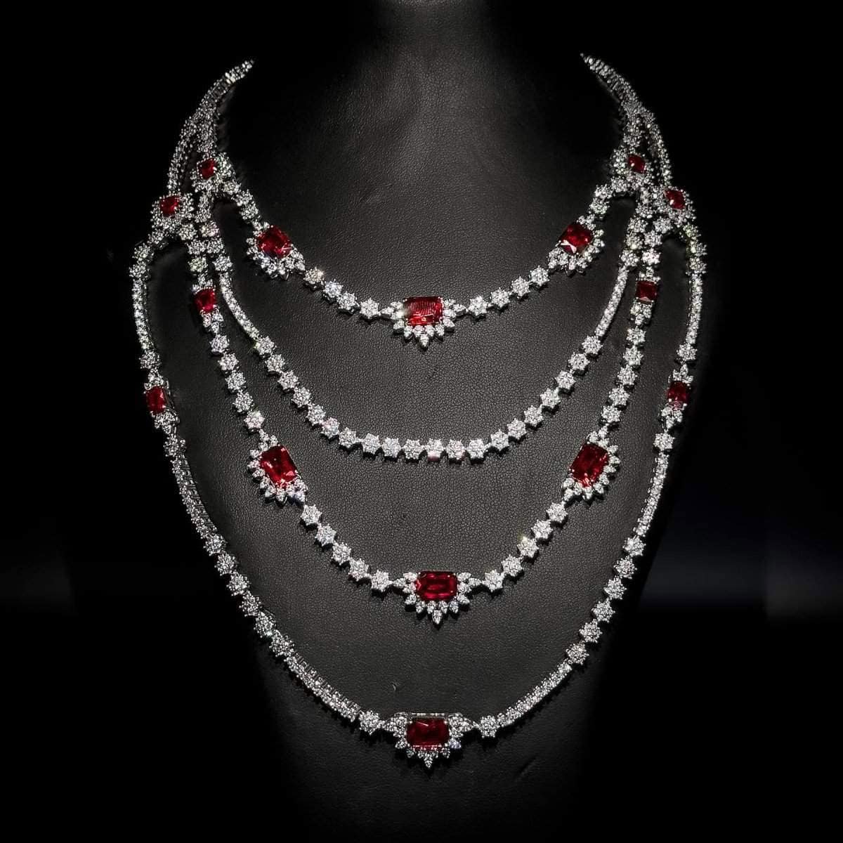 Omnia Blair Red Bridal Full Set High Quality Simulated Diamonds - OMNIASTORES UAE