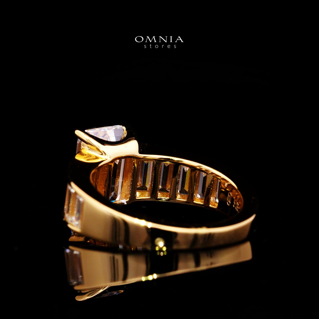 Elisse Gold-Plated Ring with Certified Premium Simulated Diamonds in 925 Sterling Silver - OMNIASTORES KSA