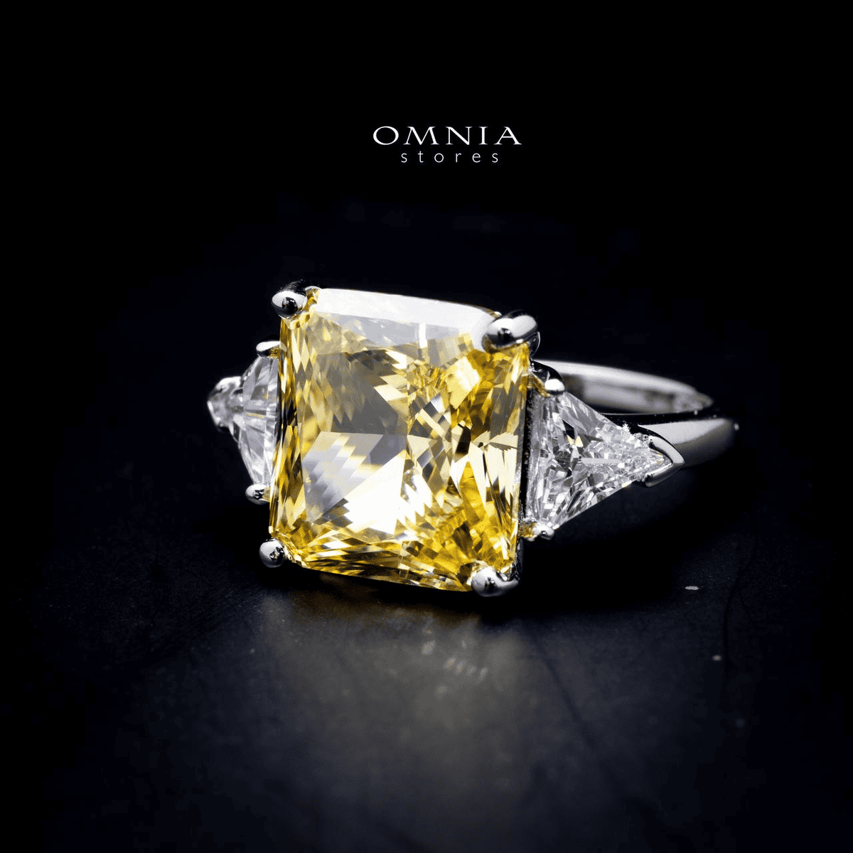 Omnia Adelina Yellow Ring 1.25 Carat Ring 92.5 Silver in High Quality Simulated Diamonds - OMNIASTORES UAE
