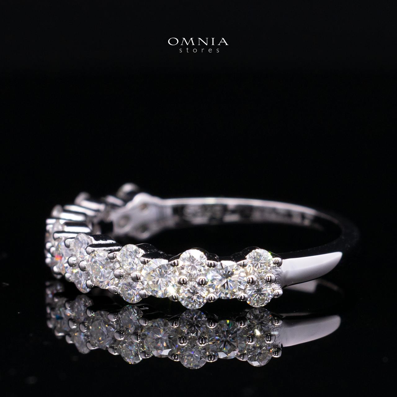 Sumaira White Moissanite Half Eternity Cluster Band Ring – Rhodium-Plated 925 Sterling Silver