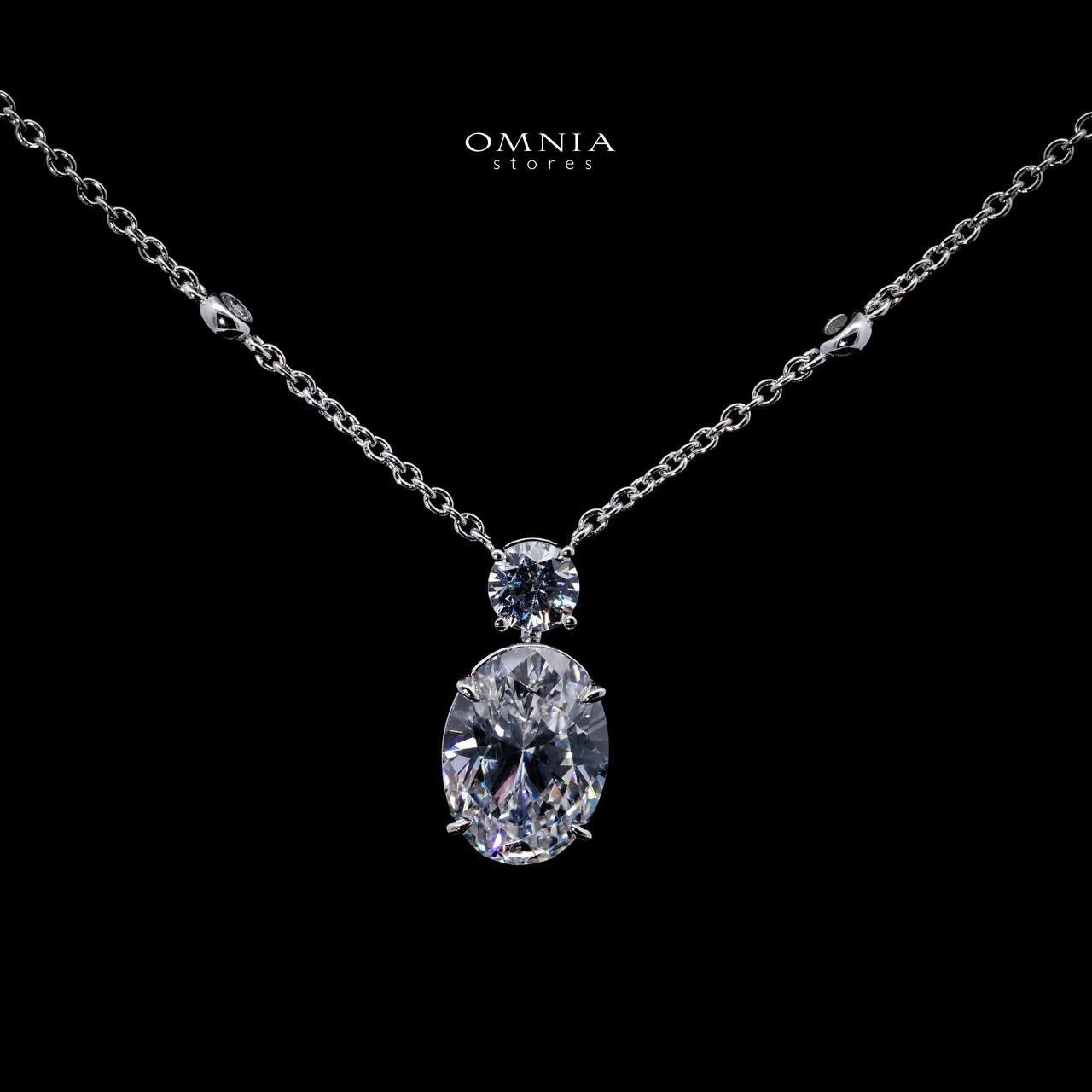 Omnia Eifa White Round Pendant Necklace With High Quality Certified Lab Crafted Stones In 925 Silver - OMNIASTORES KSA