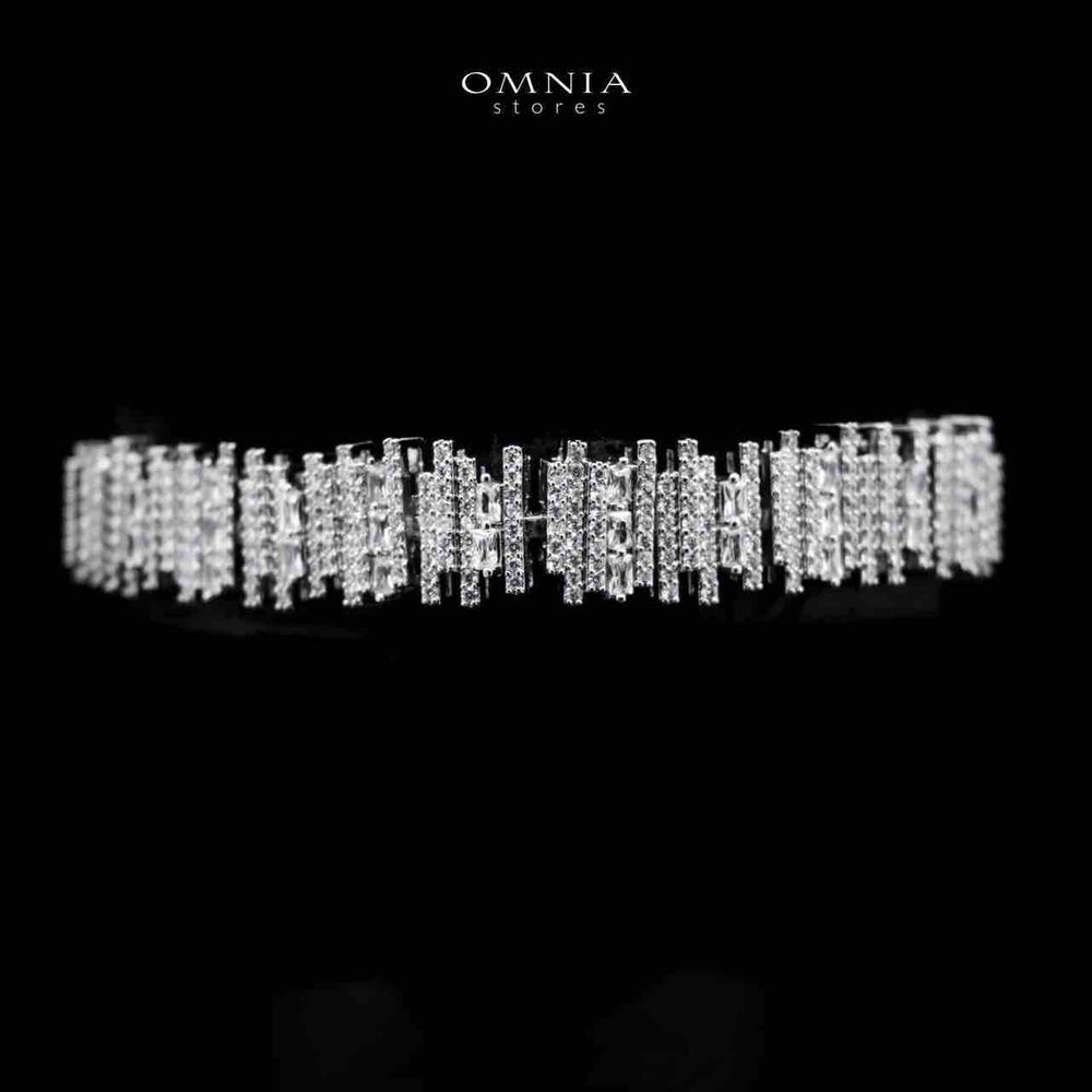 Omnia Eshaal White Bridal Full Set in High Quality Zircon Stone in Rhodium Plated - OMNIASTORES KSA