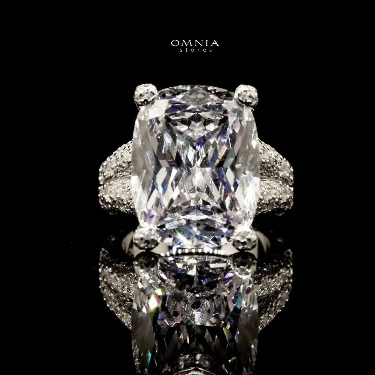 Omnia Diya white Ring 92.5 Silver in High Quality Simulated Diamonds - OMNIASTORES UAE