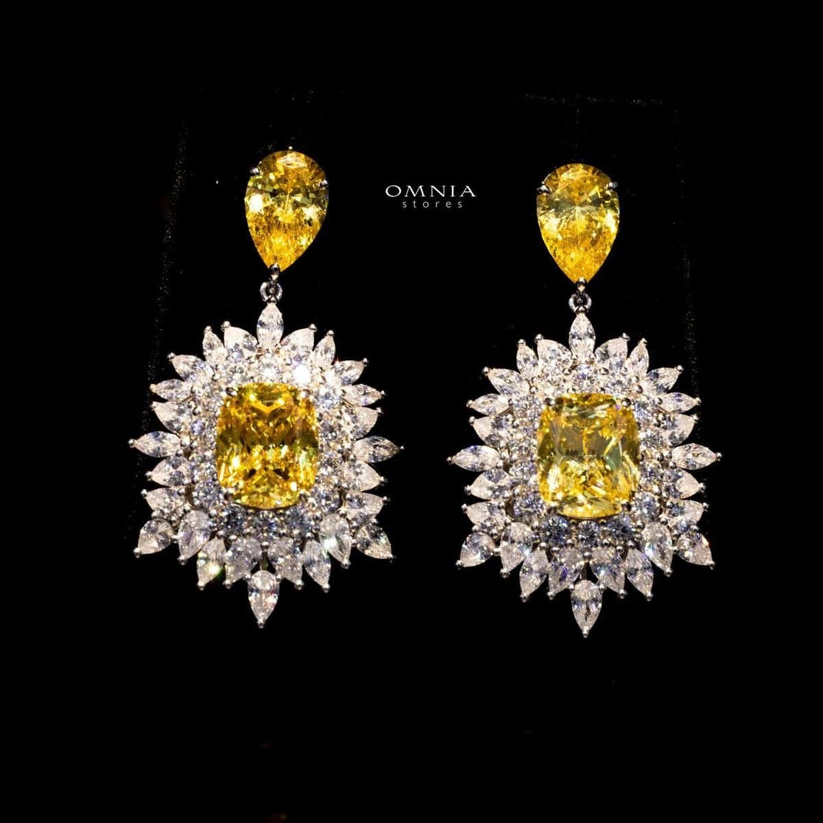 Omnia Thalia Yellow Earring in 92.5 Silver High Quality Simulated diamonds - OMNIASTORES KSA
