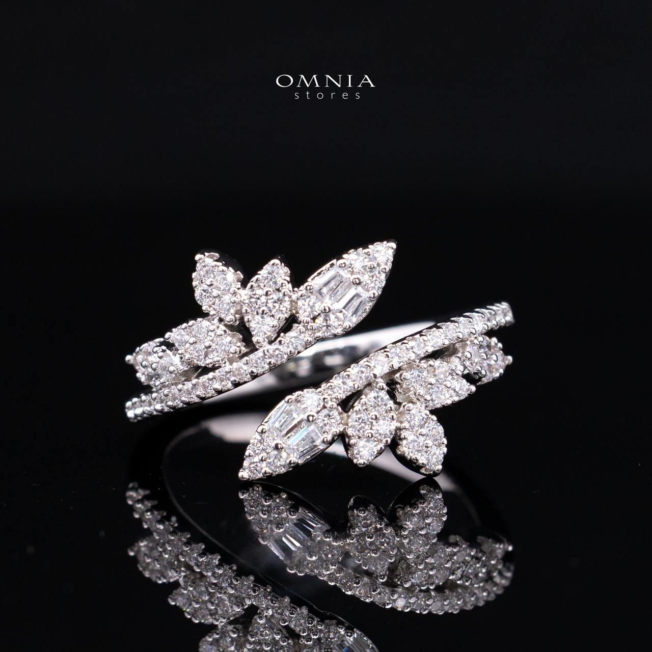 Amberly Luxury White Feather Leaf Design Bridal Full Set with High-Quality Premium Zircon Stones, Rhodium-Plated Finish - OMNIASTORES KSA