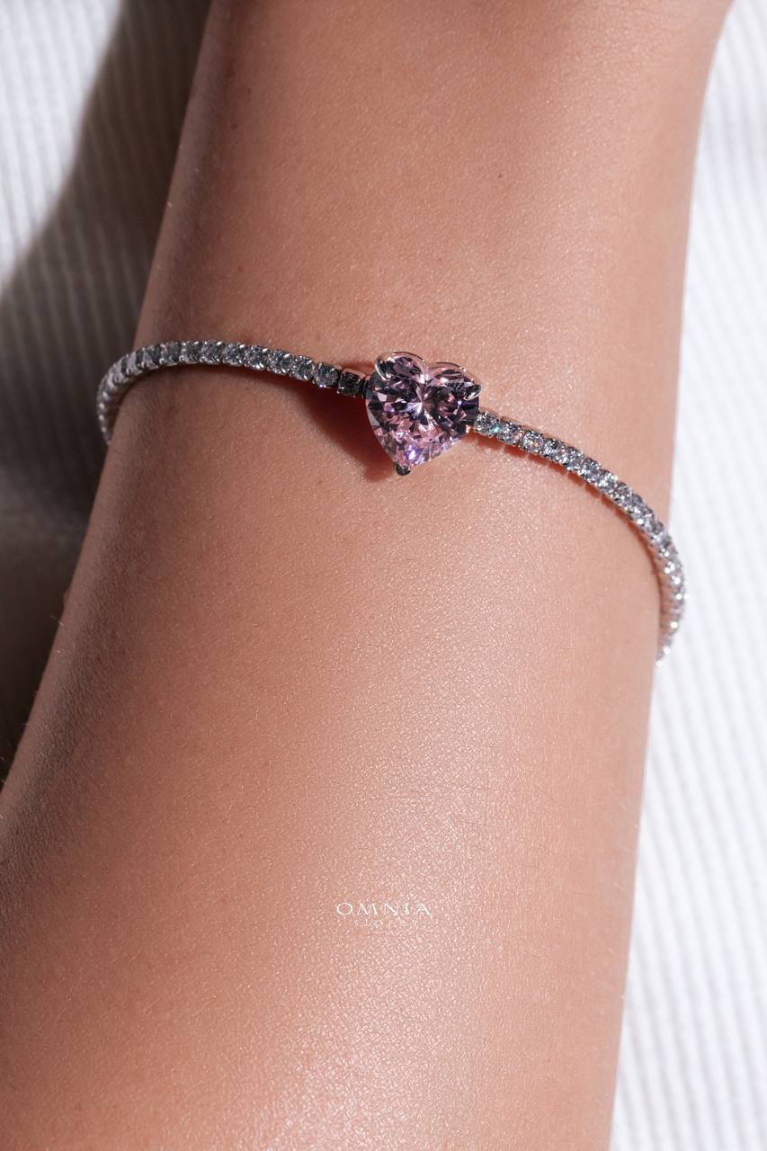 Omnia Louise Pink Bracelet In 92.5 Silver in High Quality Simulated Diamonds - OMNIASTORES KSA