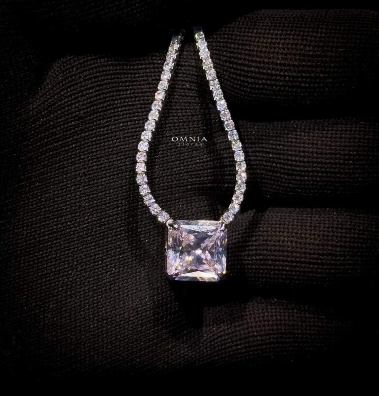 Omnia Bettina Pink Necklace 92.5 Silver in High Quality Simulated Diamonds
