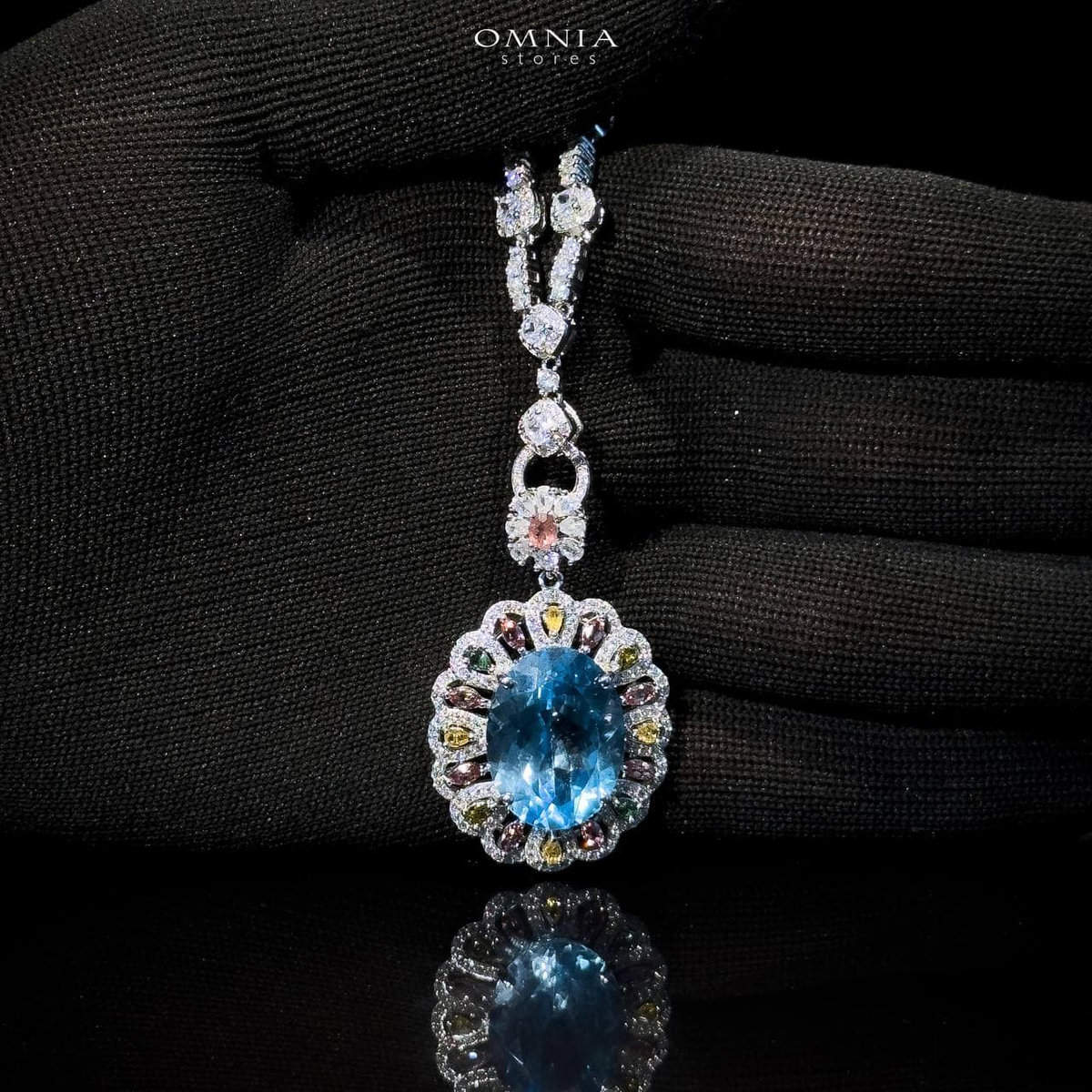 Omnia Laila Necklace in 92.5 Silver High Quality Topaz Stone - OMNIASTORES UAE