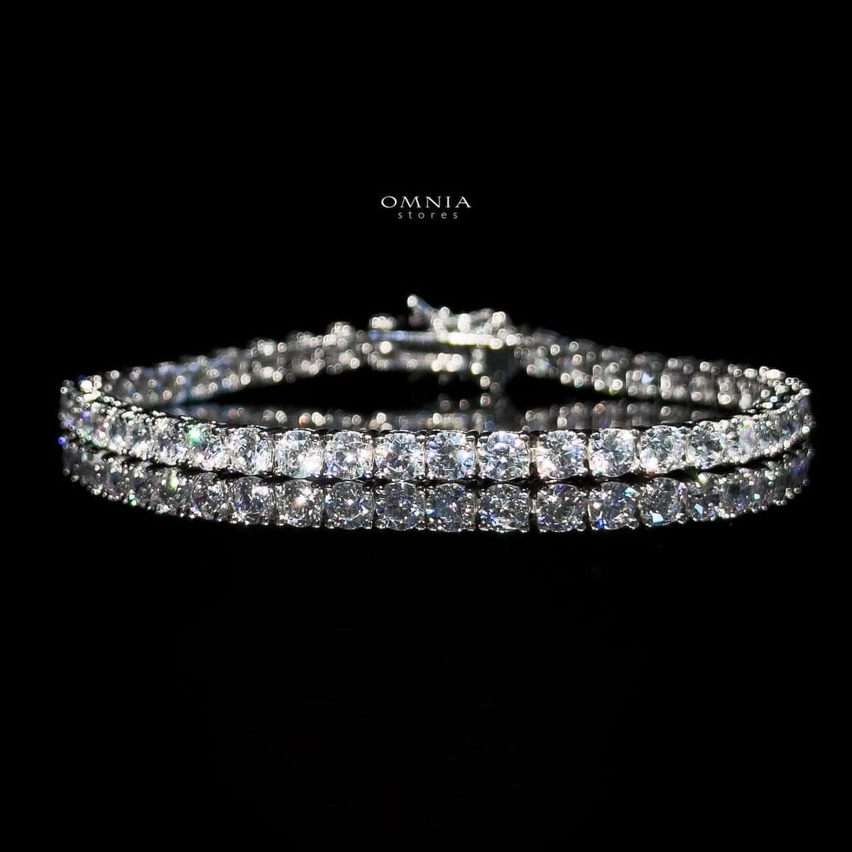 Omnia Imani White Radiant-Cut Tennis Bracelet 3.5mm in 925 Silver with Simulated Diamonds
