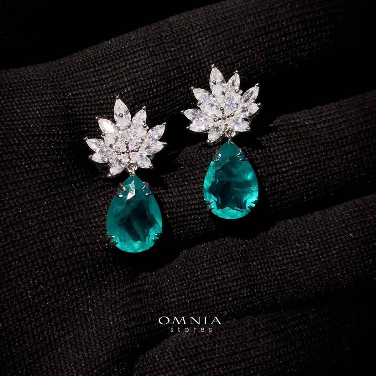 Omnia Cidra turquoise Earrings In 92.5 Pure Silver Jewelry In High Quality Simulated diamonds - OMNIASTORES UAE