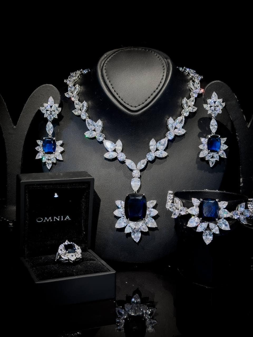 Omnia Medusa Blue Bridal Full Set in 925 Silver High Quality Simulated diamonds - OMNIASTORES UAE