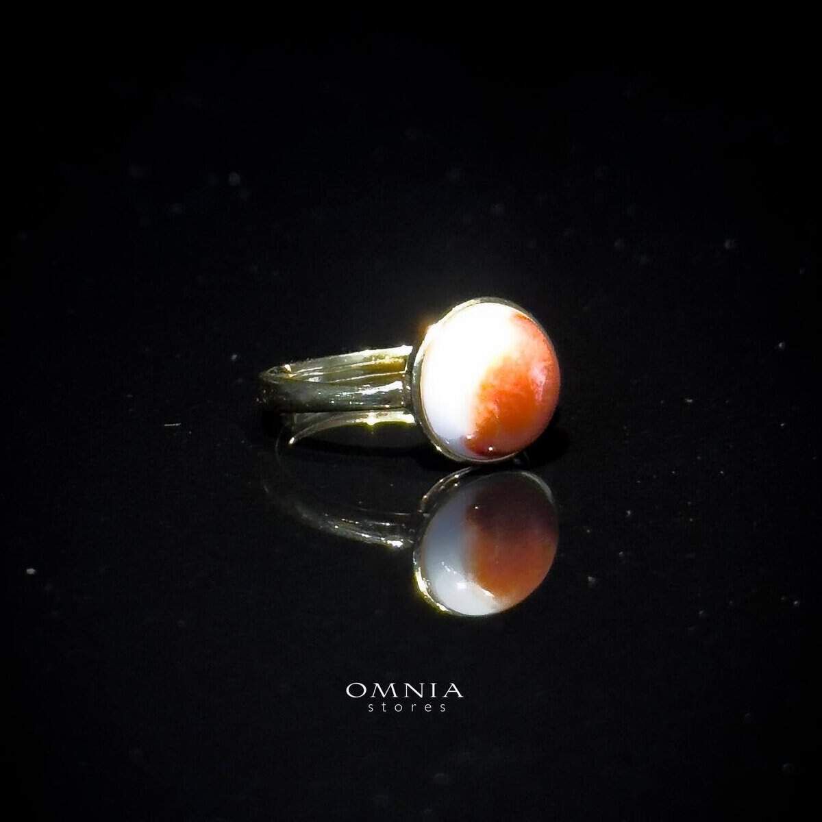 Omnia Natural Pure and Elegant Ring in Natural Stone Rhodium Plated - OMNIASTORES UAE