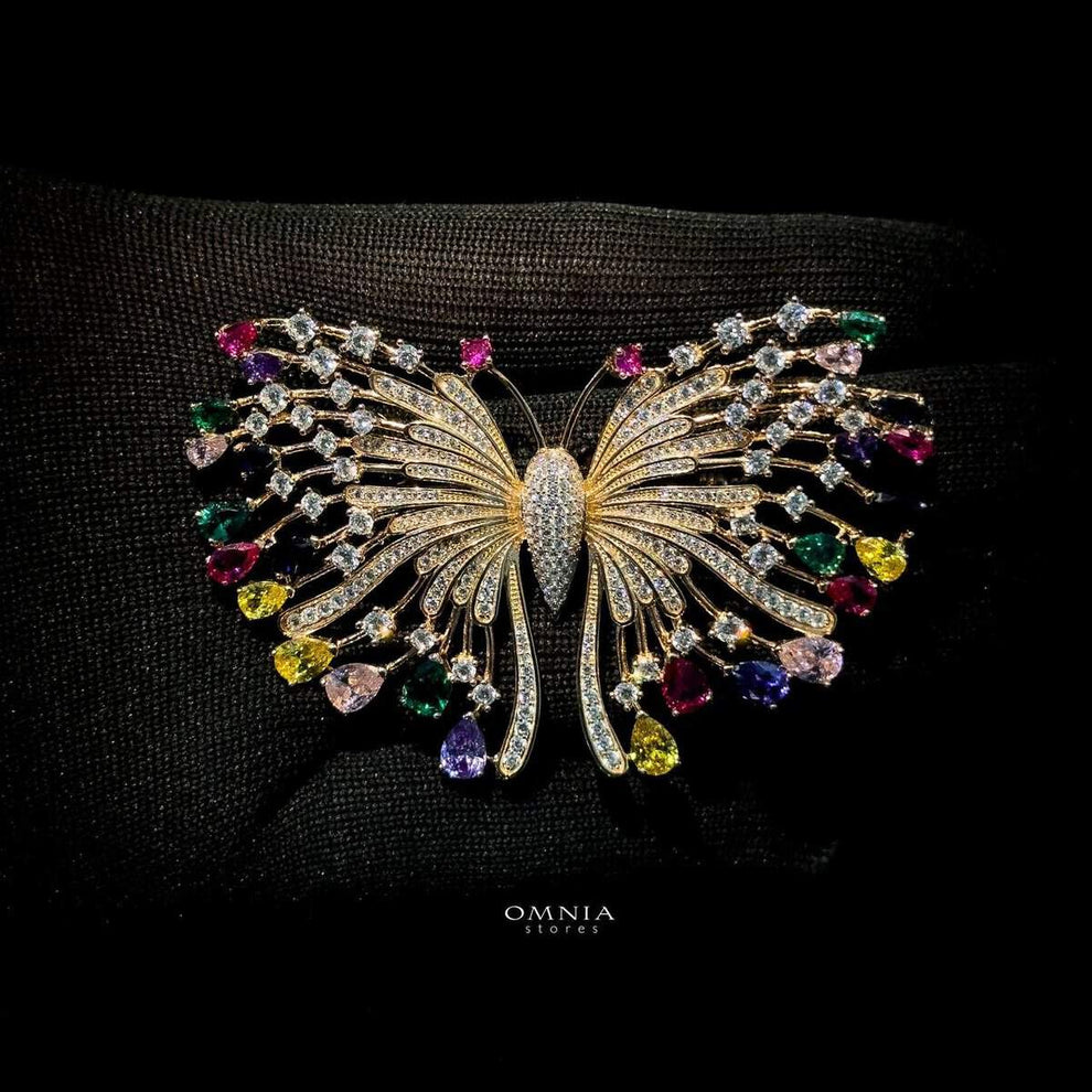 Omnia Everly Butterfly brooch in 92.5 Silver In High Quality Simulated diamonds