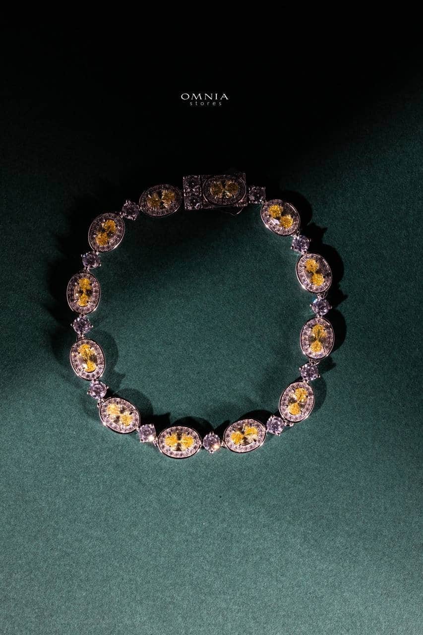 Omnia Asiya Yellow Bracelet In 925 Silver High Quality Simulated diamonds - OMNIASTORES UAE