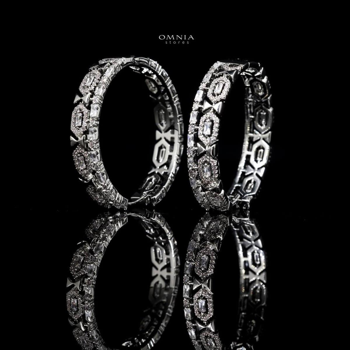 Omnia Afrah White Earrings in High Quality Zircon Stone in Rhodium Plated - OMNIASTORES UAE