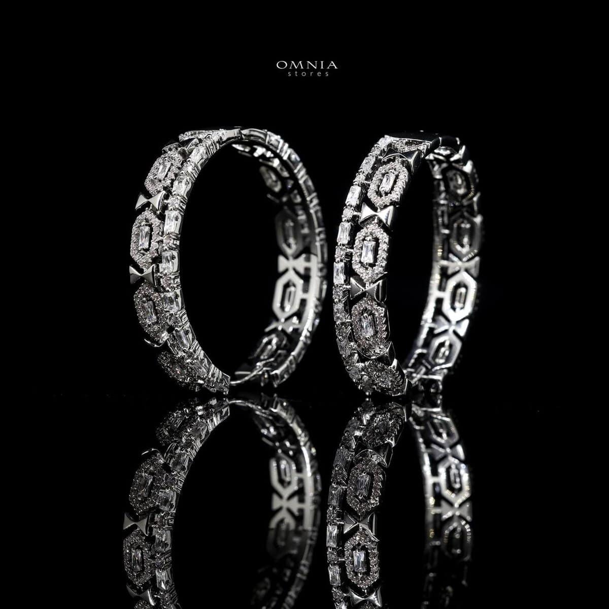Omnia Afrah White Earrings in High Quality Zircon Stone in Rhodium Plated - OMNIASTORES UAE