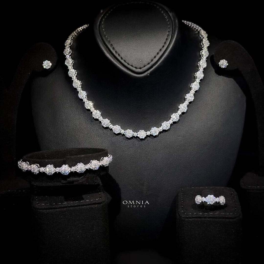 Omnia Nura Bridal Full Set in 925 Silver with High Quality Simulated Diamonds - OMNIASTORES UAE