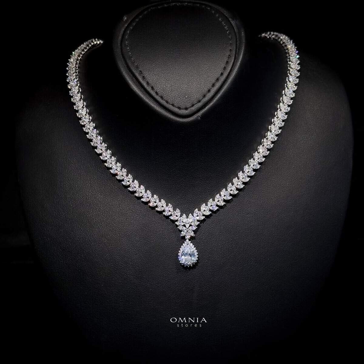 Omnia Naeema White Bridal Full Set in 92.5 Silver High Quality Simulated Diamonds - OMNIASTORES UAE