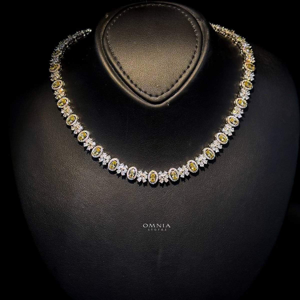 Omnia Mira Yellow Bridal Full Set Accessories in High Quality Zircon Stone Rhodium Plated - OMNIASTORES KSA