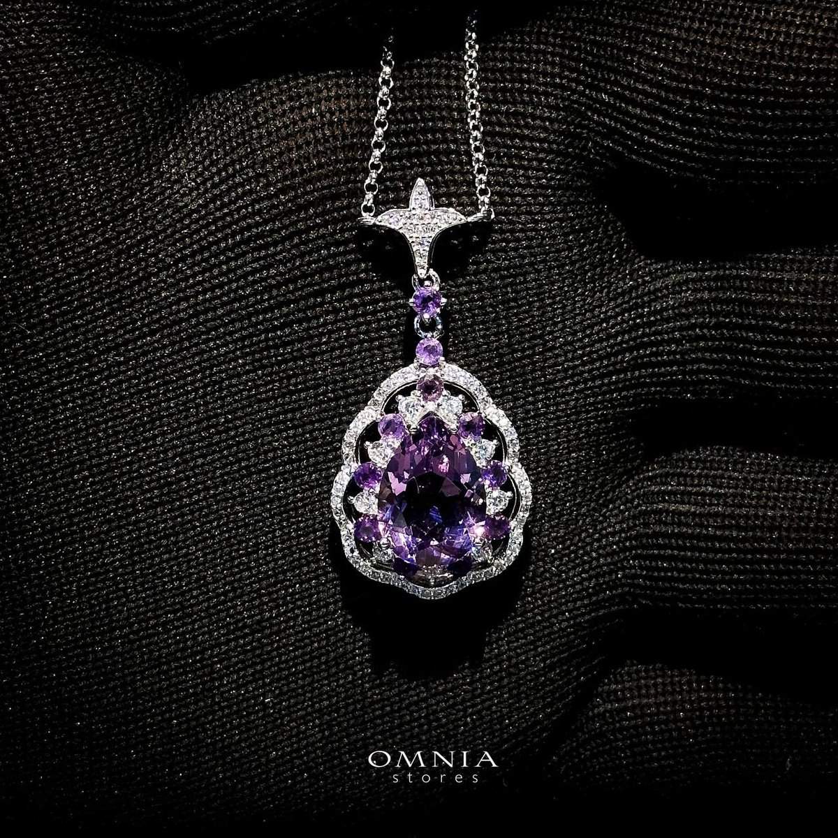 Omnia Kawthar Necklace in 92.5 Silver High Quality Amethyst stone - OMNIASTORES UAE