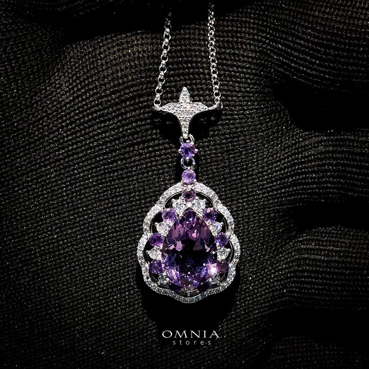 Omnia Kawthar Necklace in 92.5 Silver High Quality Amethyst stone - OMNIASTORES UAE