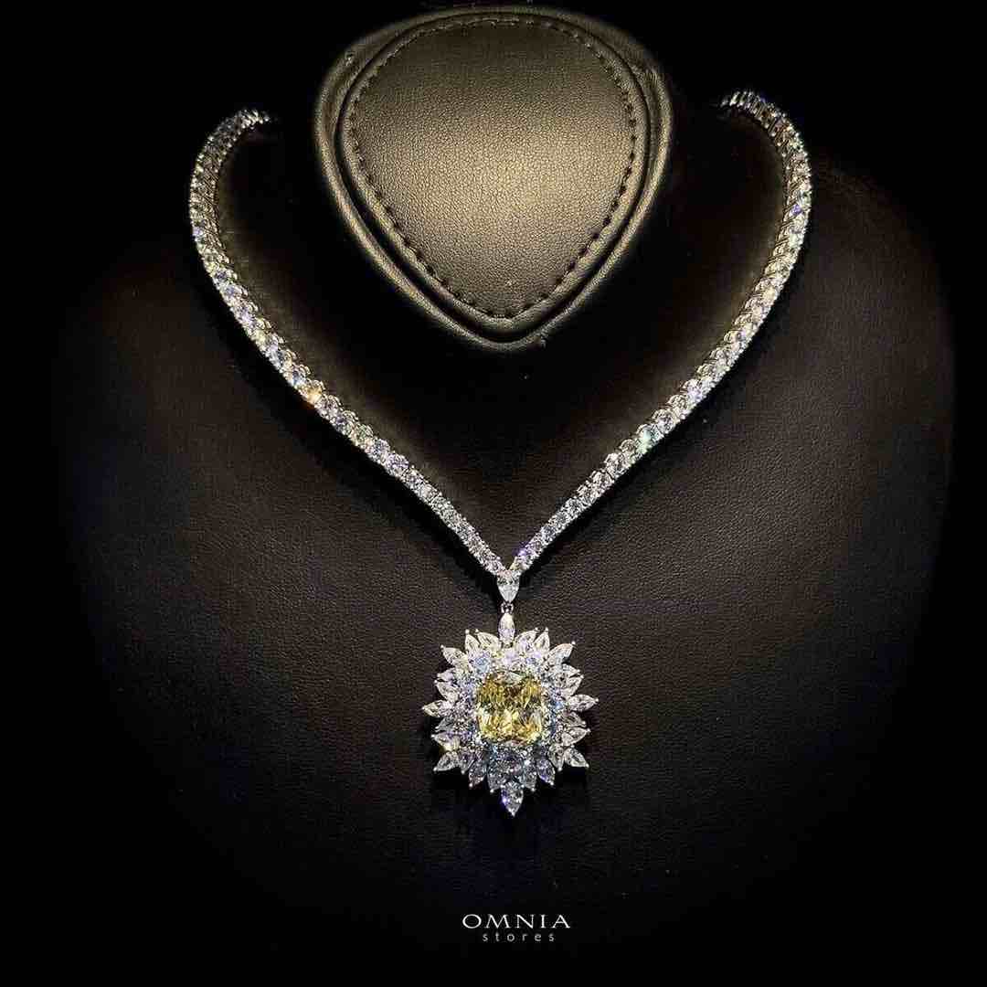Omnia Thalia Yellow Necklace in 92.5 Silver High Quality Simulated diamonds - OMNIASTORES KSA