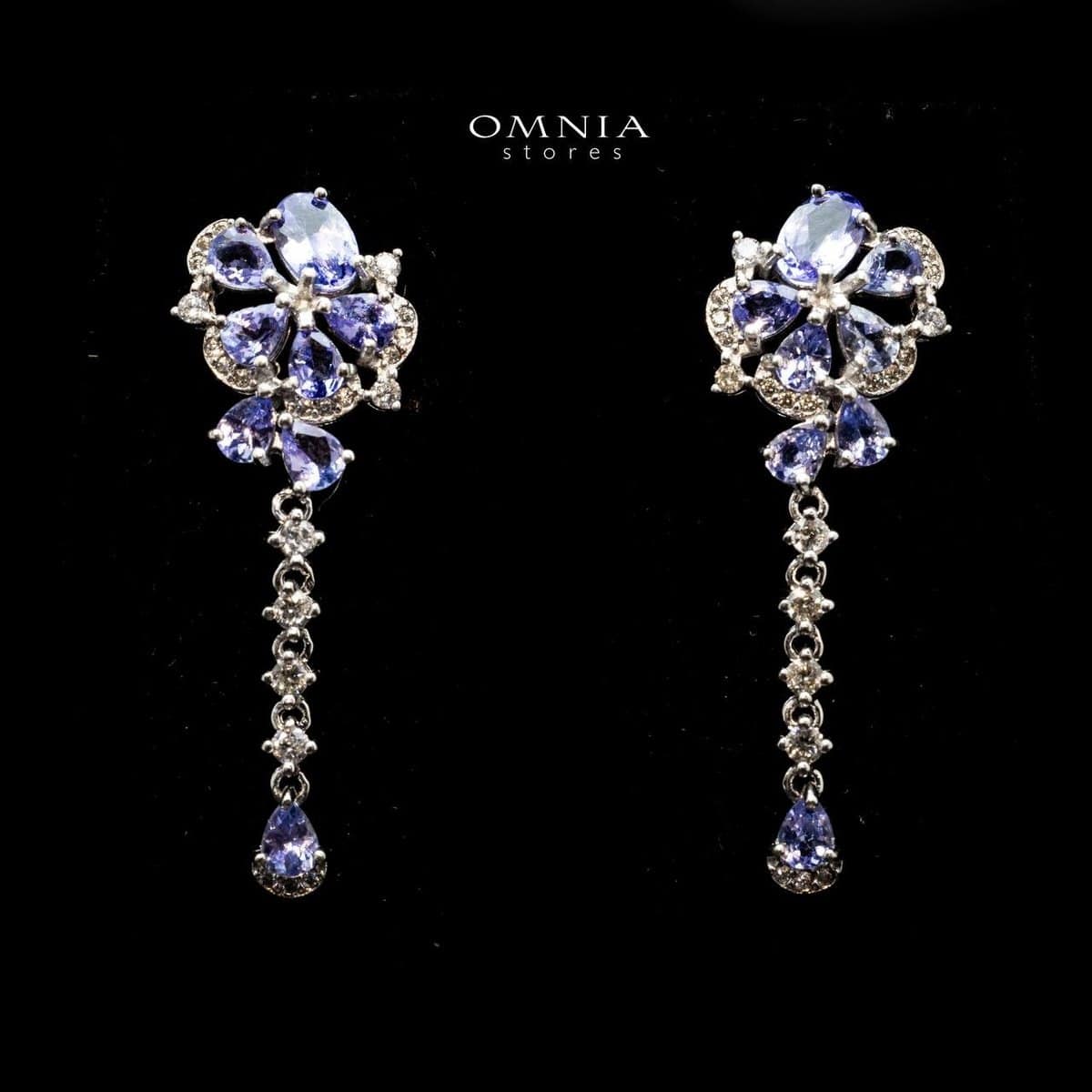 Omnia Rawan Drop Earrings In 92.5 Silver High Quality Tanzanite Stone - OMNIASTORES UAE