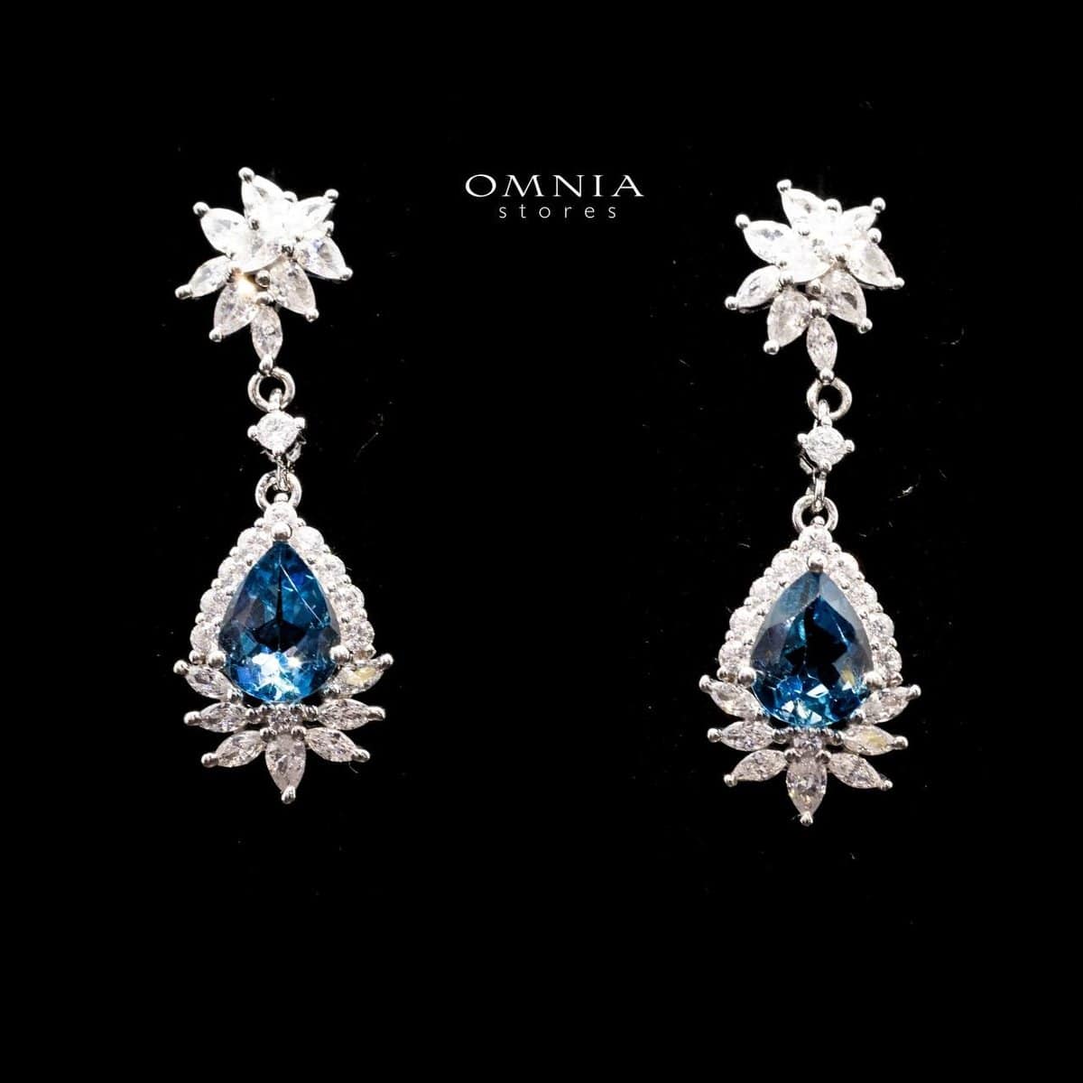 Omnia Fatemah Drop Earrings In 92.5 Silver High Quality London Blue Topaz - OMNIASTORES UAE