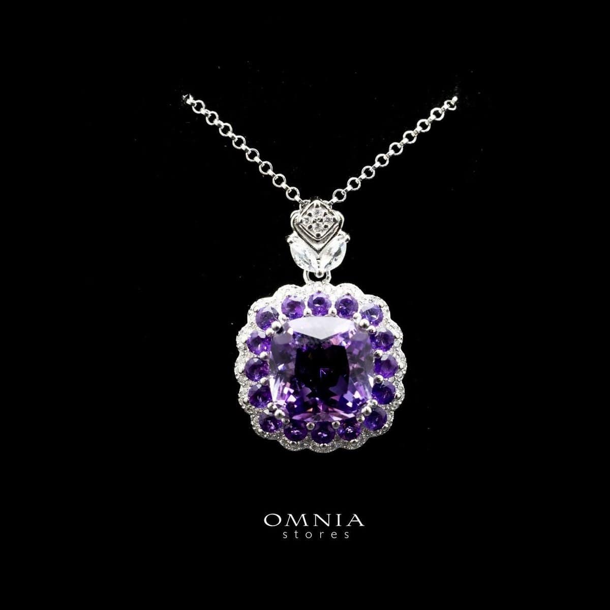 Omnia Futol Necklace in 92.5 Silver In High Quality Amethyst stone - OMNIASTORES UAE