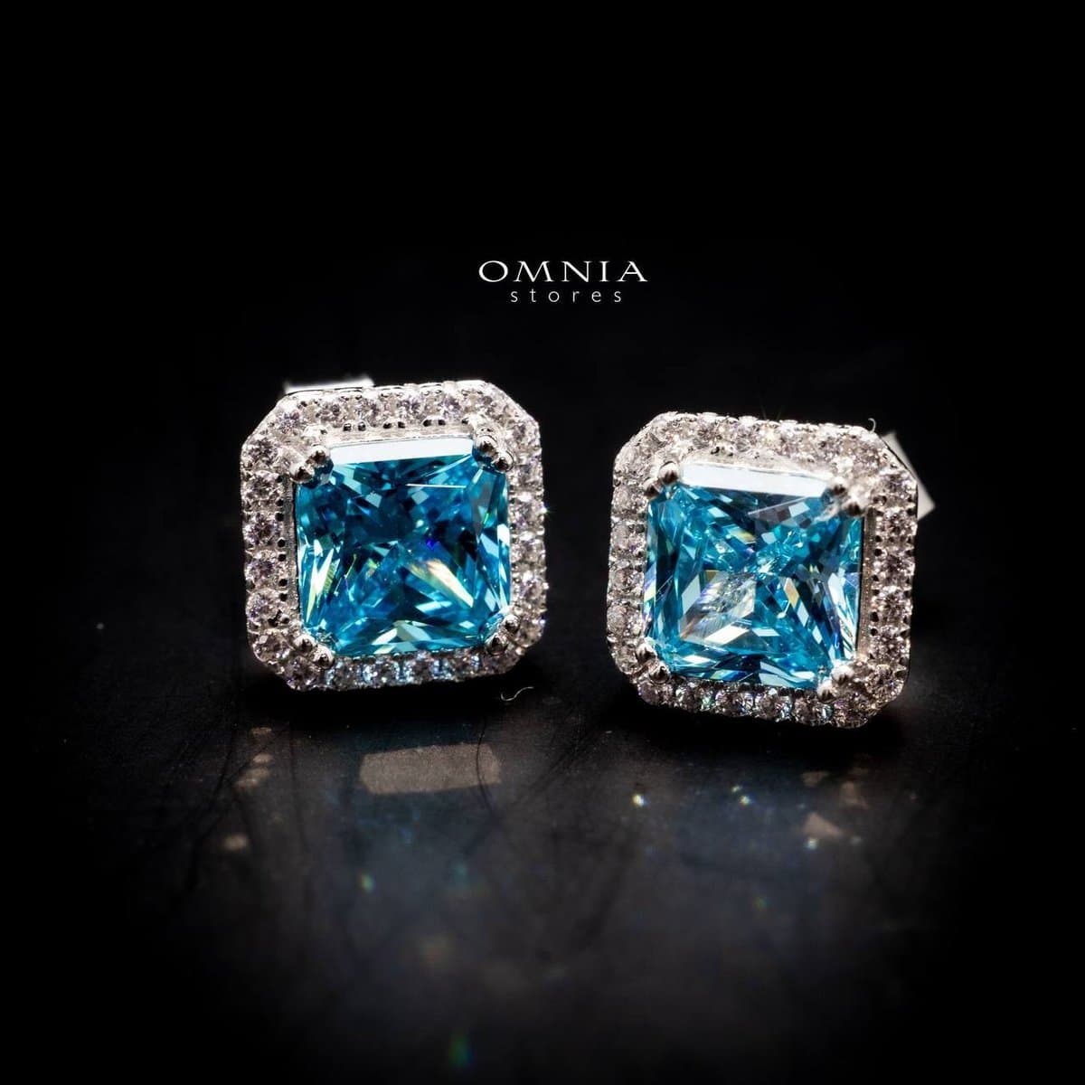 Omnia Adara Earring Sky Blue 925 Silver in High Quality Simulated diamonds - OMNIASTORES UAE