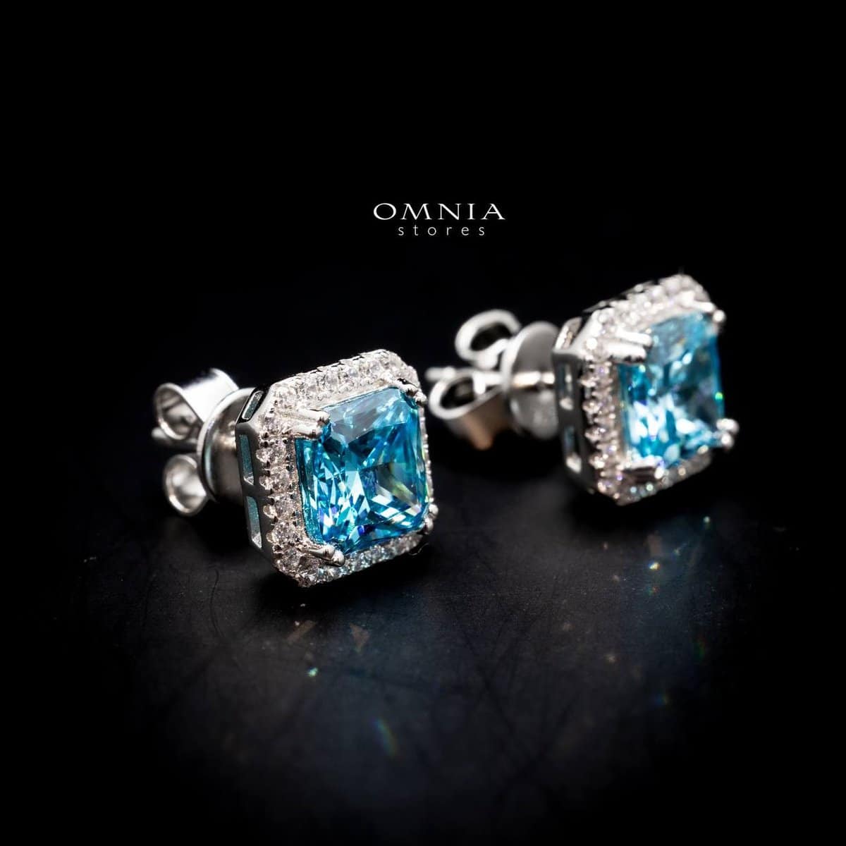 Omnia Adara Earring Sky Blue 925 Silver in High Quality Simulated diamonds - OMNIASTORES UAE