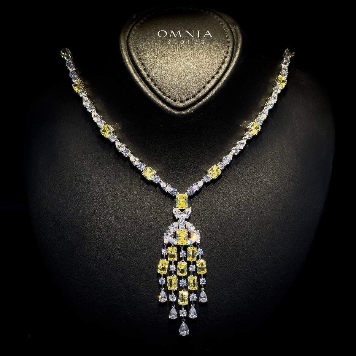 Omnia Israa Yellow Necklace In 92.5 Silver High Quality Simulated diamonds - OMNIASTORES KSA