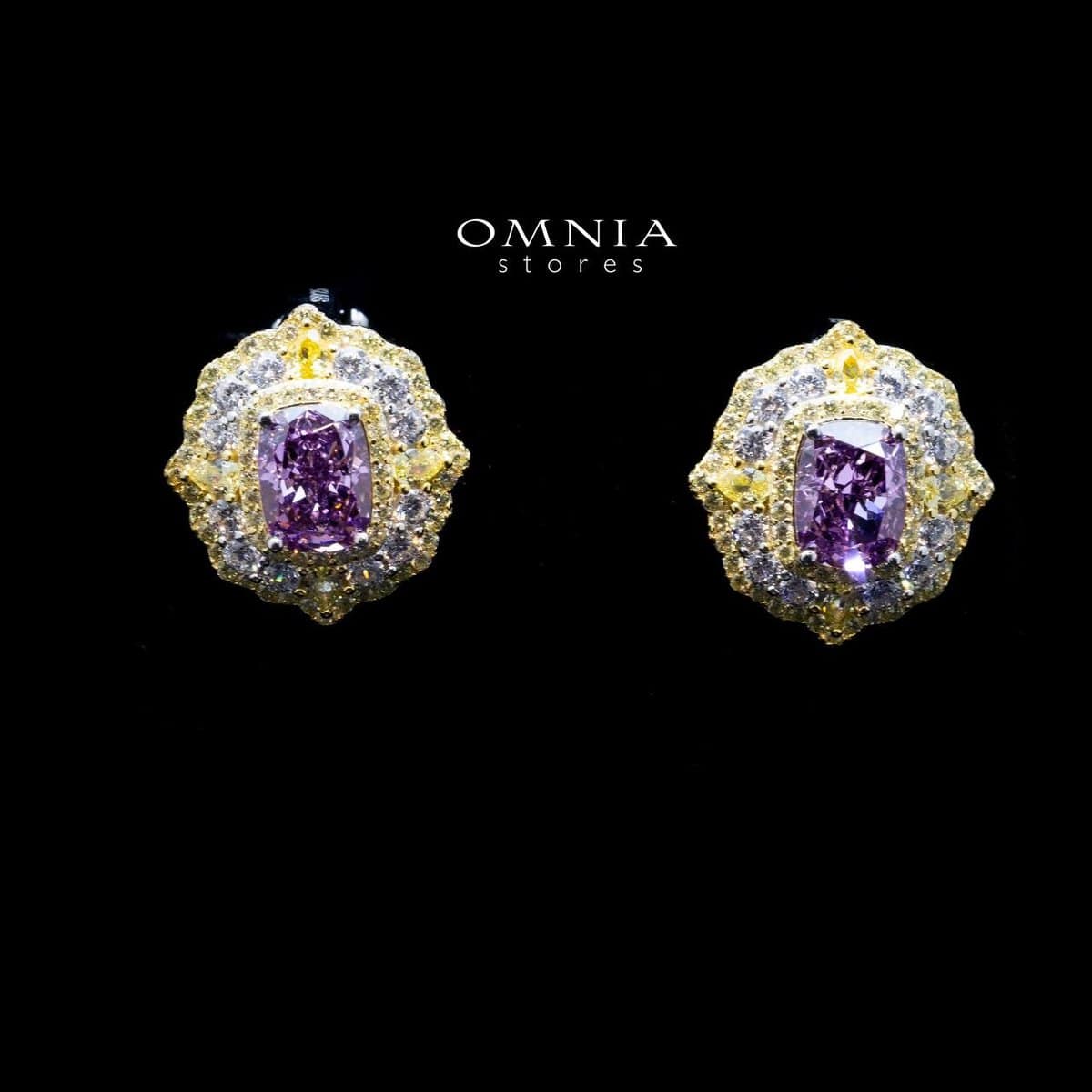 Omnia Maliya Purple Earrings in 92.5 Silver High Quality Simulated Diamonds - OMNIASTORES UAE