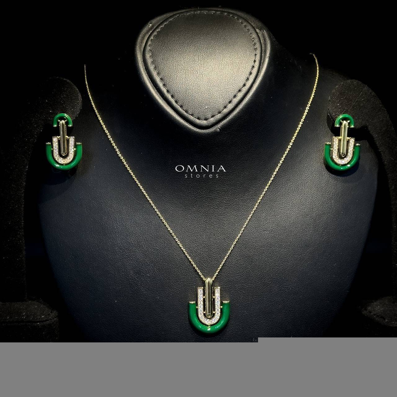 Omnia Andy Green Set Accessories in High Quality Zircon Stone Rhodium Plated - OMNIASTORES UAE