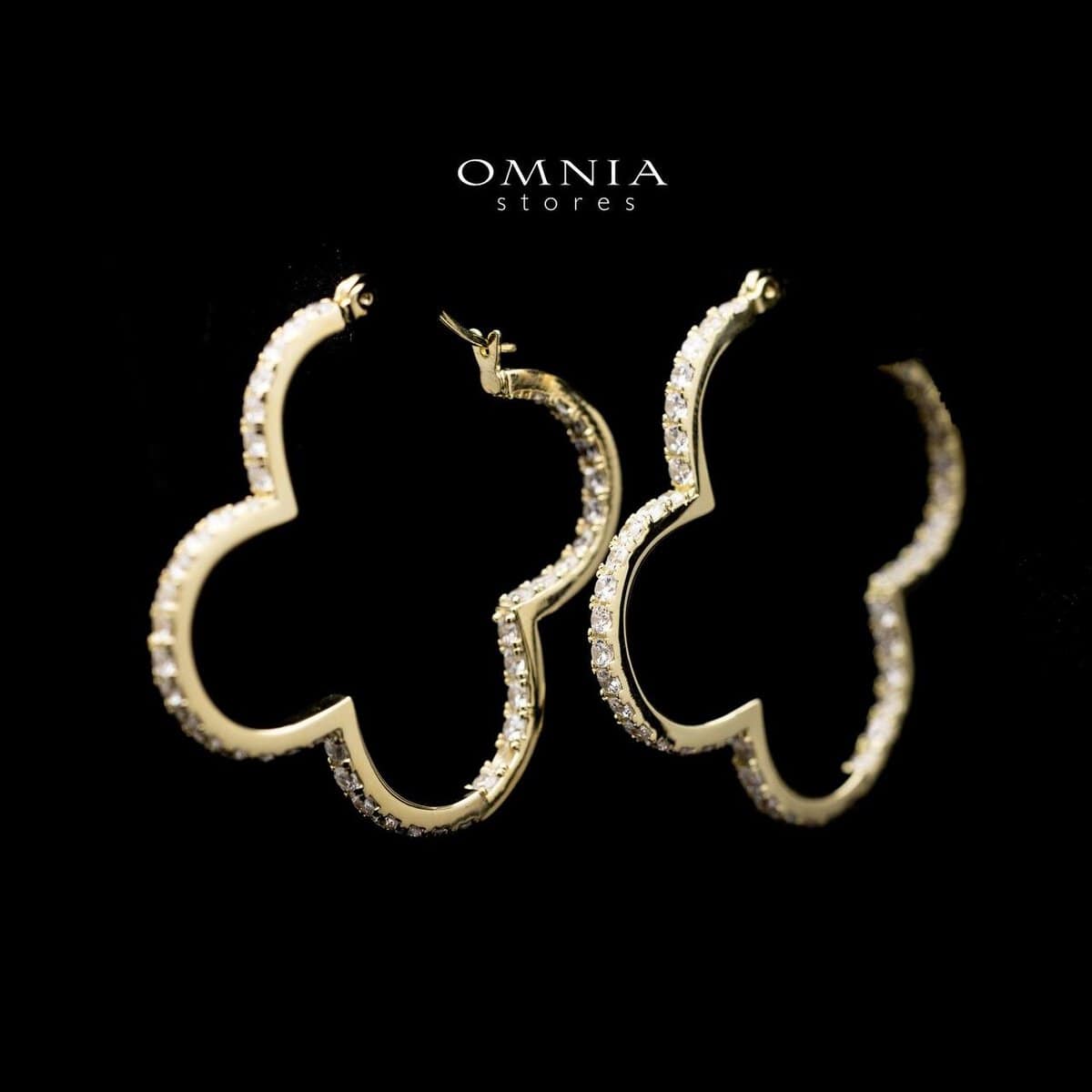 Omnia Abir Golden Hoop Earrings in 92.5 Silver With High Quality Moissanite Stone - OMNIASTORES UAE