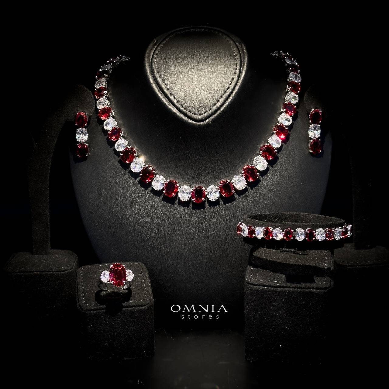 Omnia Gemma Red Bridal Full Set in High Quality Simulated Diamonds - OMNIASTORES UAE