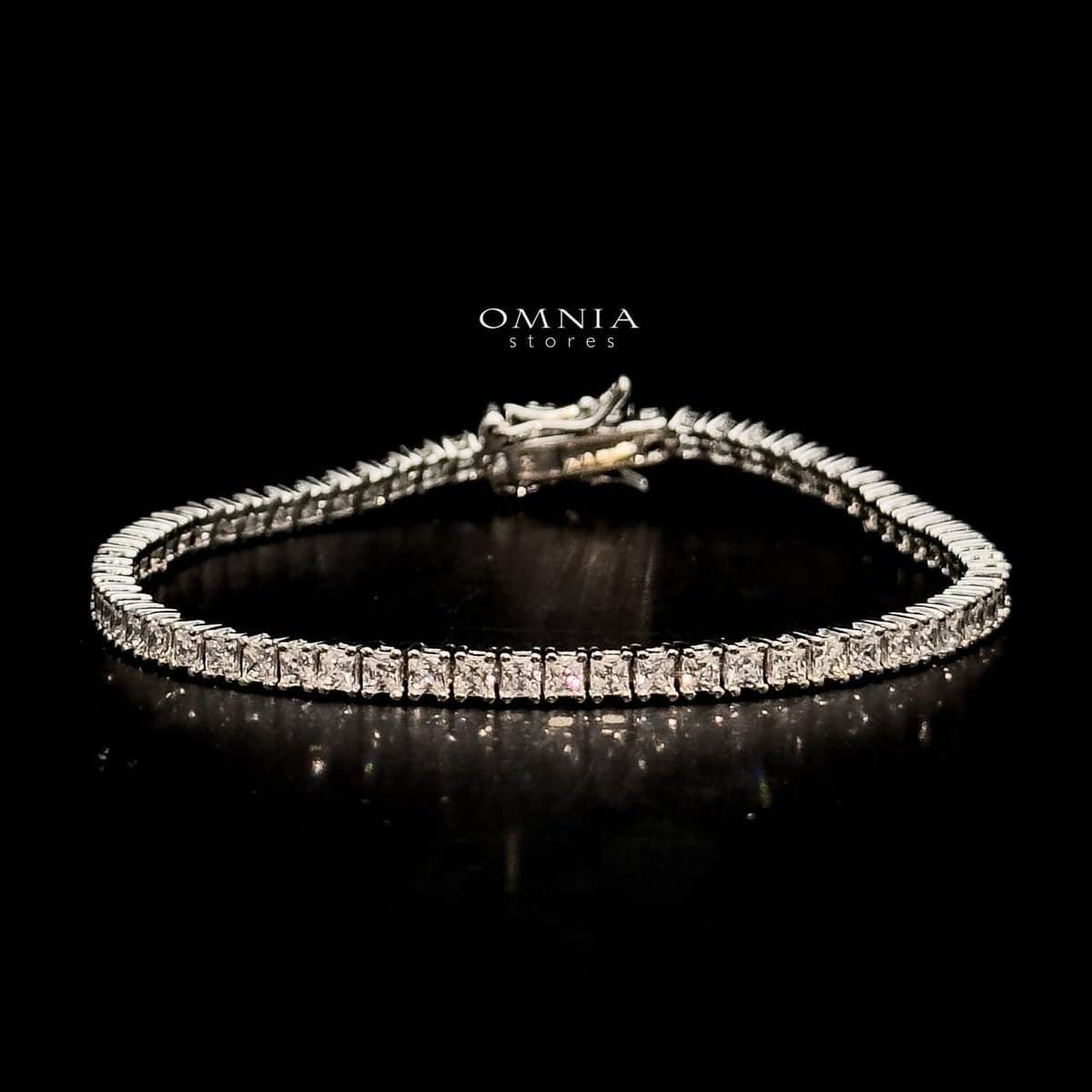 Omnia Muhsina 2mm Square Cut Tennis Bracelet in 925 Silver High Quality Simulated diamonds - OMNIASTORES UAE
