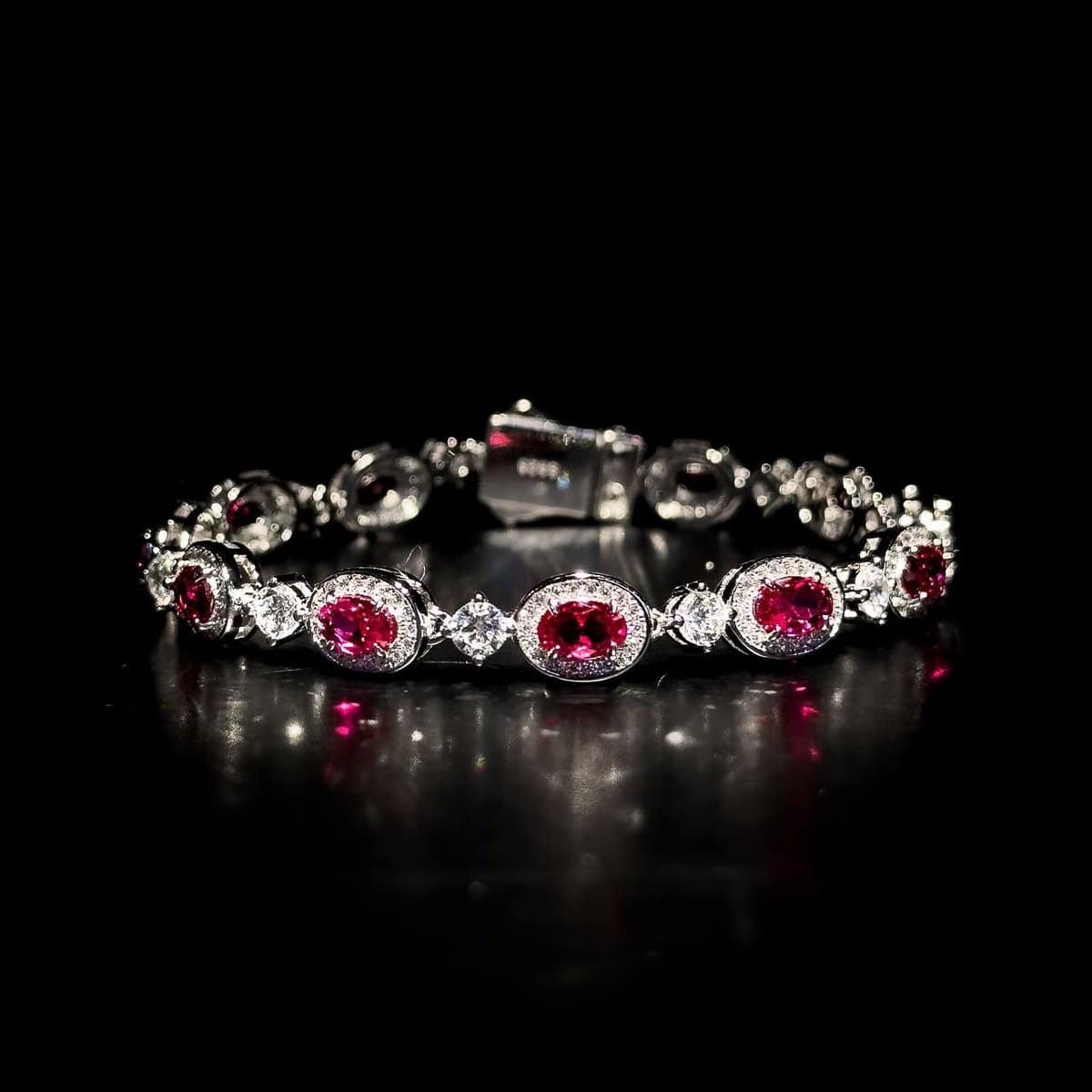 Omnia Asiya Maroon Bracelet 92.5 Silver In High Quality Simulated diamonds - OMNIASTORES UAE