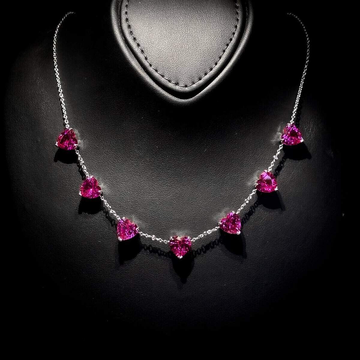 Omnia Ruby Red Heart Charm Necklace in 92.5 Silver with High-Quality Simulated Diamonds - OMNIASTORES UAE