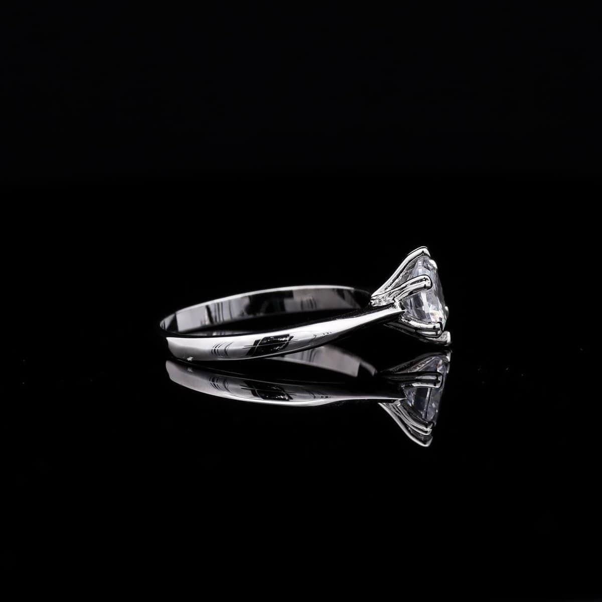 Omnia Mich Pure White Solitaire Ring in 92.5 Silver with High-Quality Simulated Diamonds - OMNIASTORES UAE