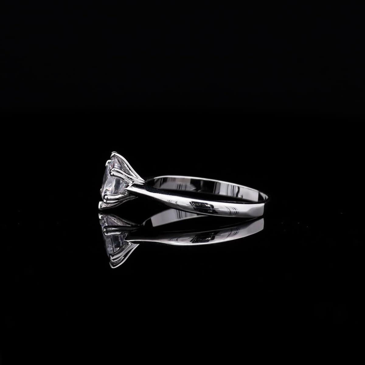 Omnia Mich Pure White Solitaire Ring in 92.5 Silver with High-Quality Simulated Diamonds - OMNIASTORES UAE