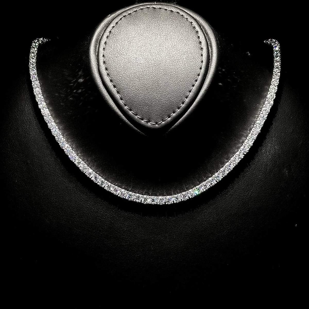 Omnia Shahera 4mm Tennis Necklace in 925 Silver High Quality Simulated diamonds