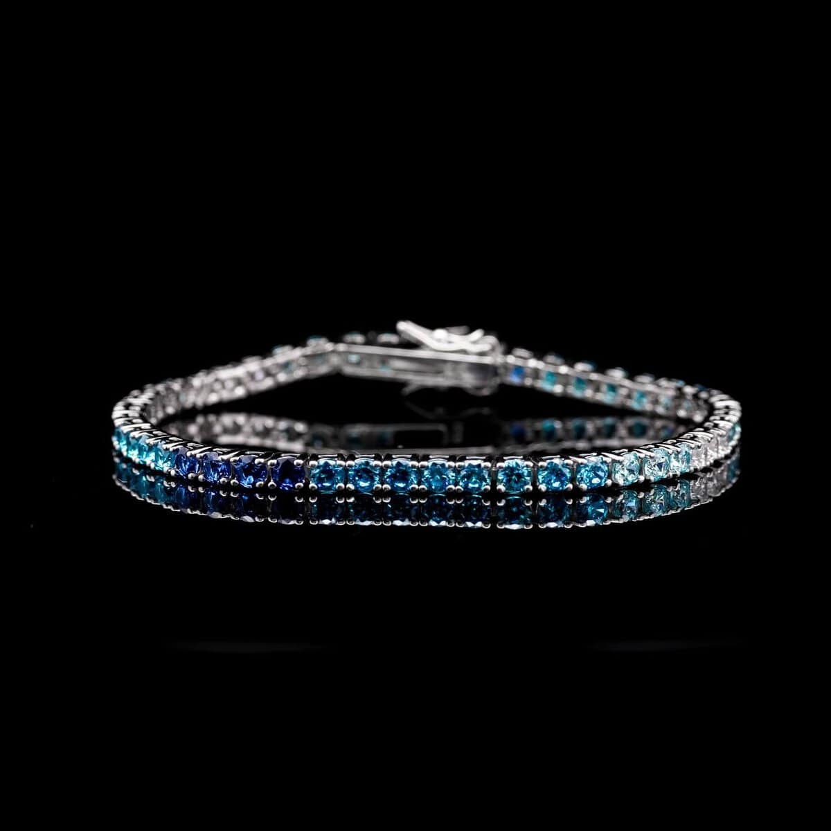Omnia Tasneem Blue 3mm Tennis Bracelet in 92.5 Silver High Quality Simulated diamonds - OMNIASTORES UAE