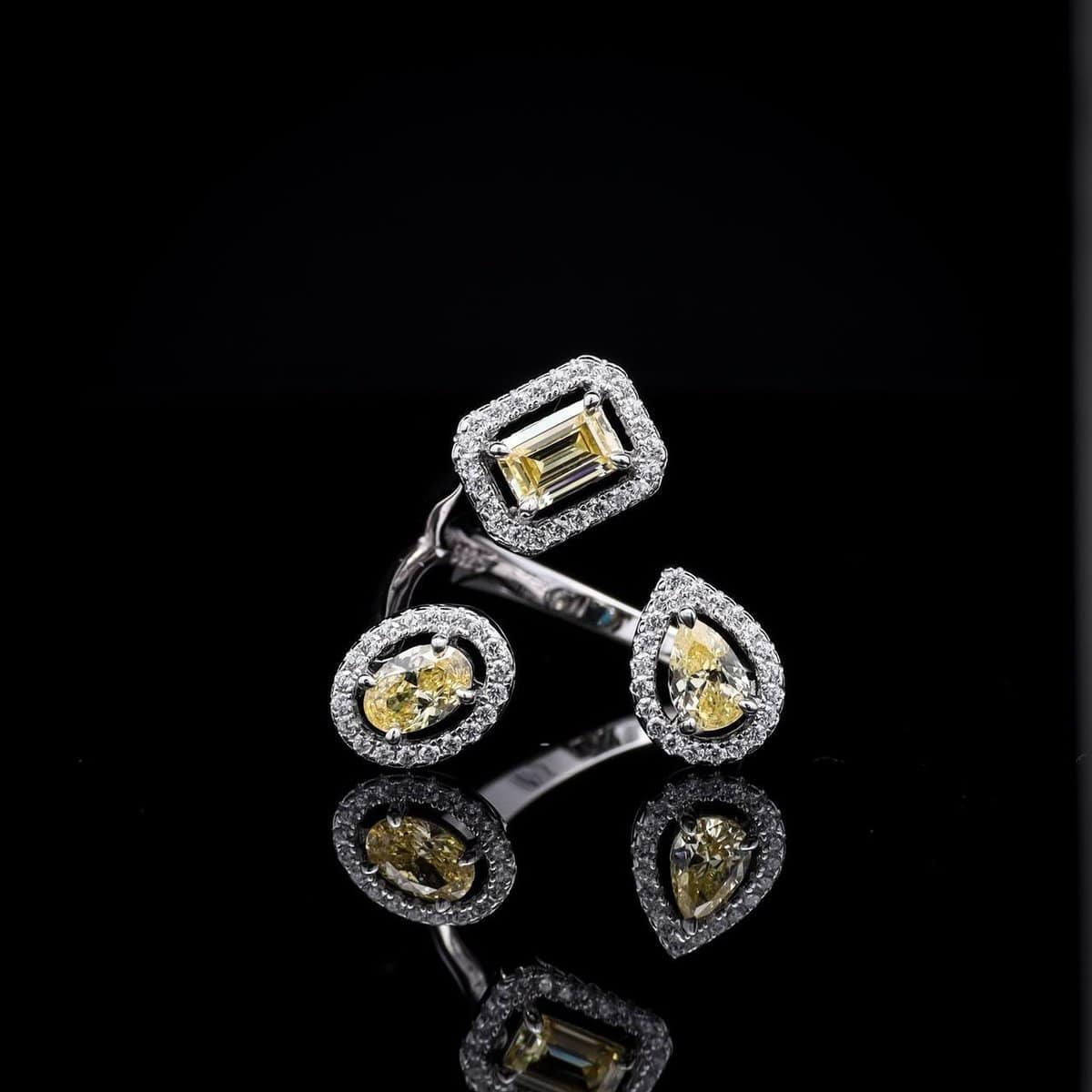 Omnia Bona Yellow Ring 925 Pure Silver Jewelry in High Quality Simulated Diamonds - OMNIASTORES UAE