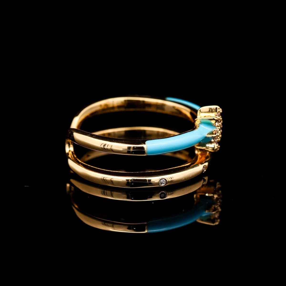 Omnia Amnah Sky Blue Ring Accessories in High Quality Zircon Stone Rhodium Plated - OMNIASTORES UAE