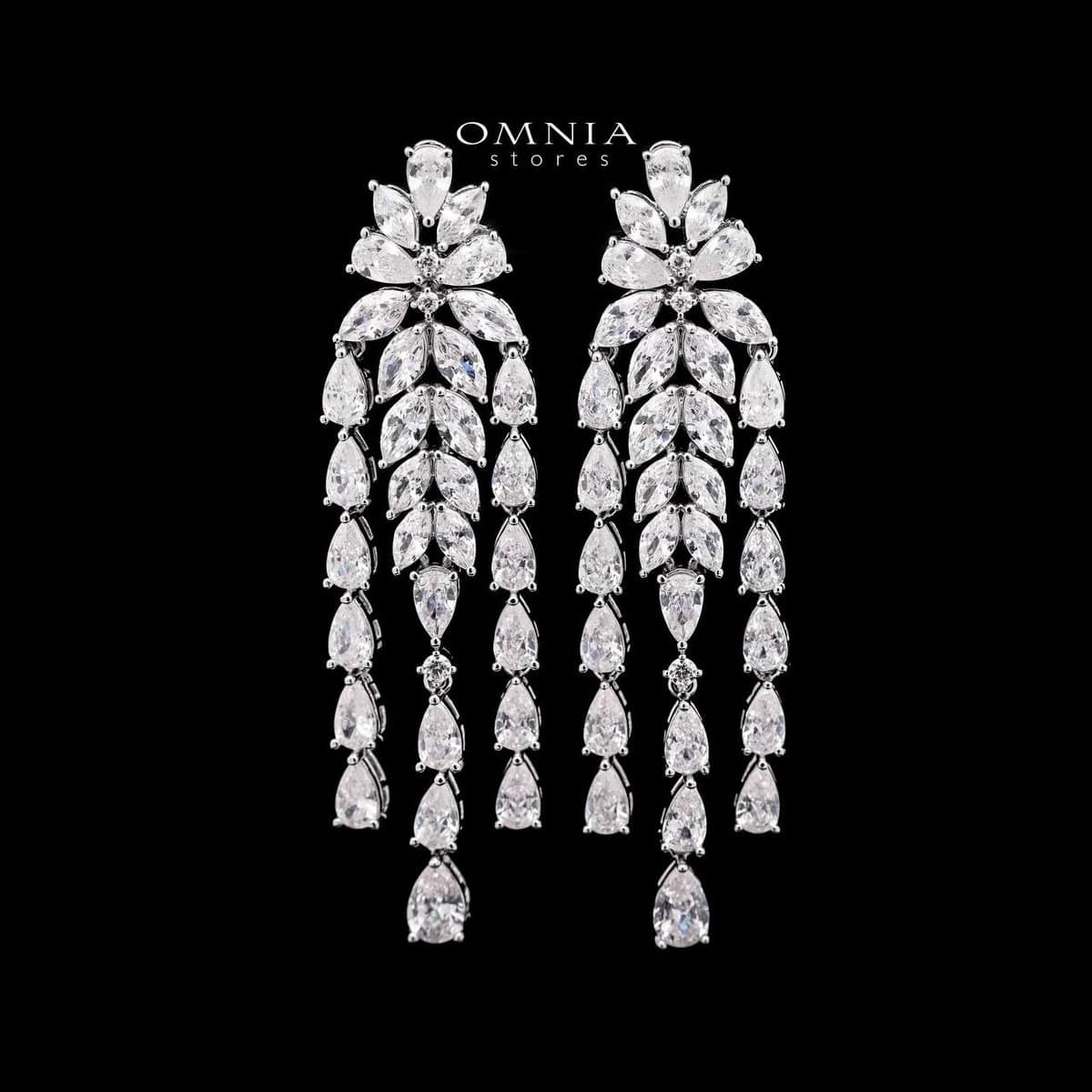 Omnia Sheena White Luxury Bridal Full Set Accessories in High Quality Zircon Stone Rhodium Plated