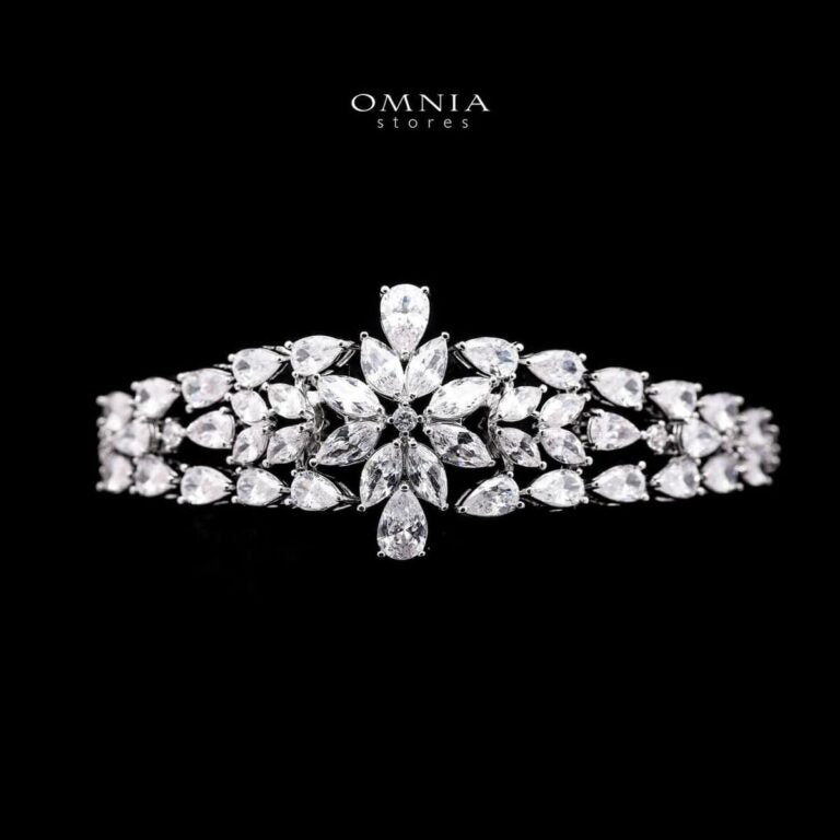 Omnia Sheena White Luxury Bridal Full Set Accessories in High Quality Zircon Stone Rhodium Plated