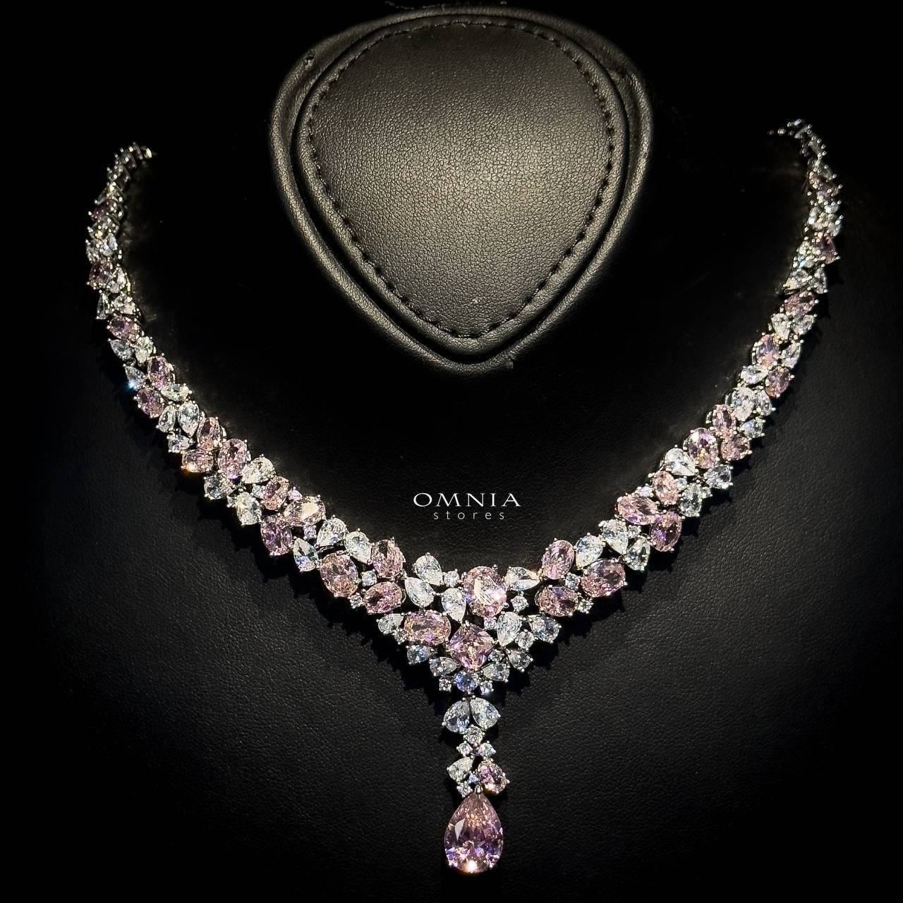 Omnia Reman Pink Full Set in High Quality Zircon Stone in Rhodium Plated - OMNIASTORES UAE