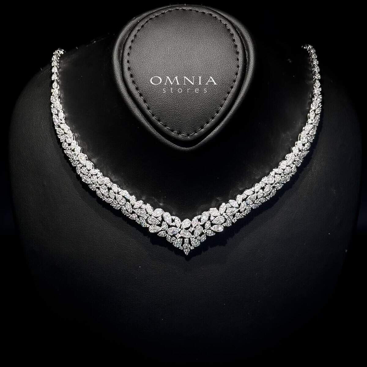 Omnia Alina White Bridal Full Set in High Quality Zircon Stone Rhodium Plated - OMNIASTORES KSA