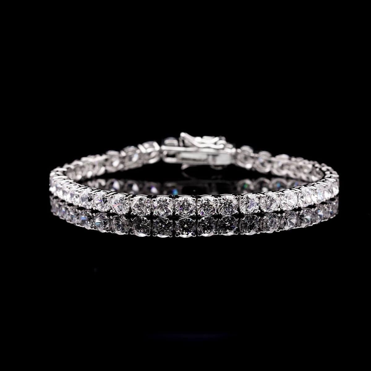 Omnia Imani White Radiant-Cut Tennis Bracelet 3.5mm in 925 Silver with Simulated Diamonds
